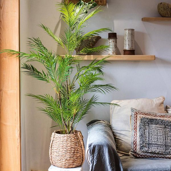 

125cm large artificial palm tree tropical plants fake plam leaves real touch branch plastic monstera foliage wedding home decorative flowers