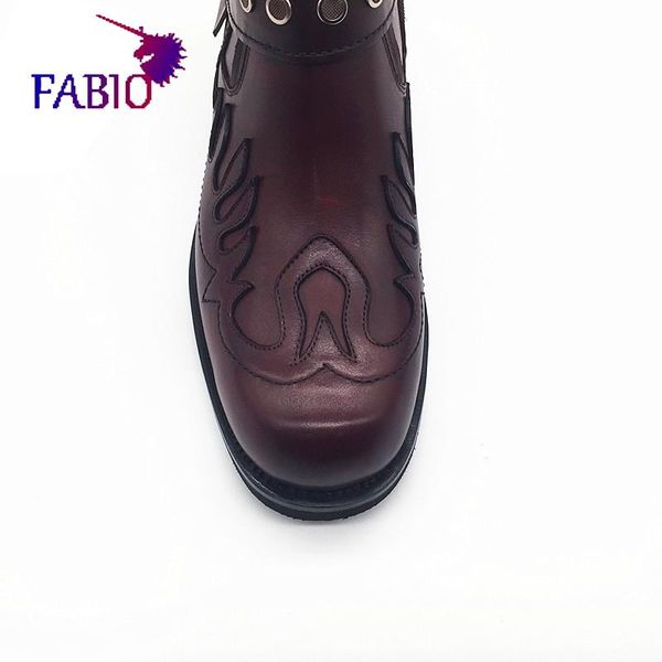 

dress shoes french cowhide men's boots hand-made leather, Black