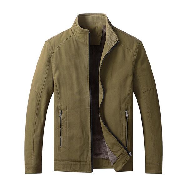 

men's jackets 2021 winter jacket casual stand-up collar plus velvet thickening cotton washed for men, Black;brown