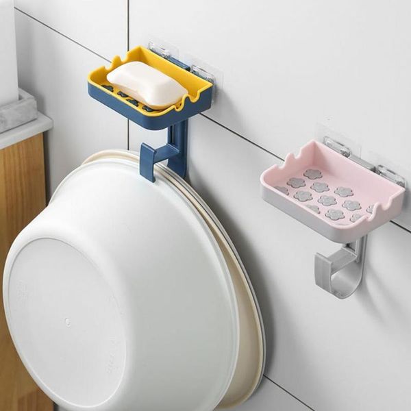 

hooks & rails abs decorative punch bathroom soap holder with hanger compact tray for kitchen