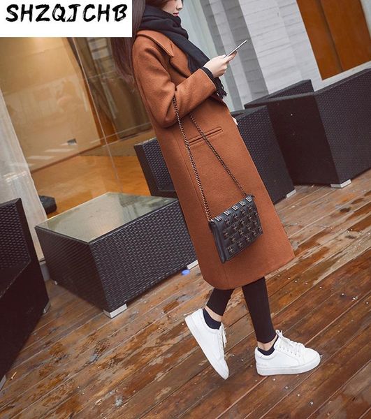 

coats womens long casual fashion winter warm wide-waisted wool blend coat and jacket solid single button ladies c women's & blends, Black