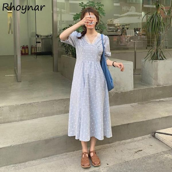 

casual dresses women v-neck lace tender female print elegant girls ulzzang chic stylish a-line clothing petal sleeve trendy ins, Black;gray