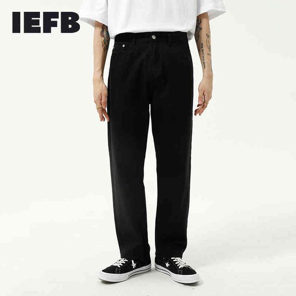 

iefb men's wear spring black and white basic simple jeans men's slim fashion straight cotton pants for male loose y5062 210524, Blue