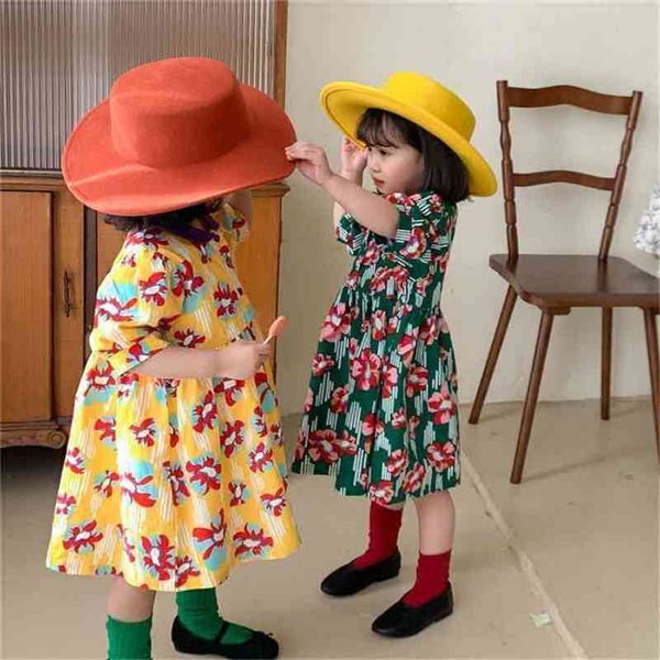 

spring arrival girls fashion floral dress kids big es 210528, Red;yellow
