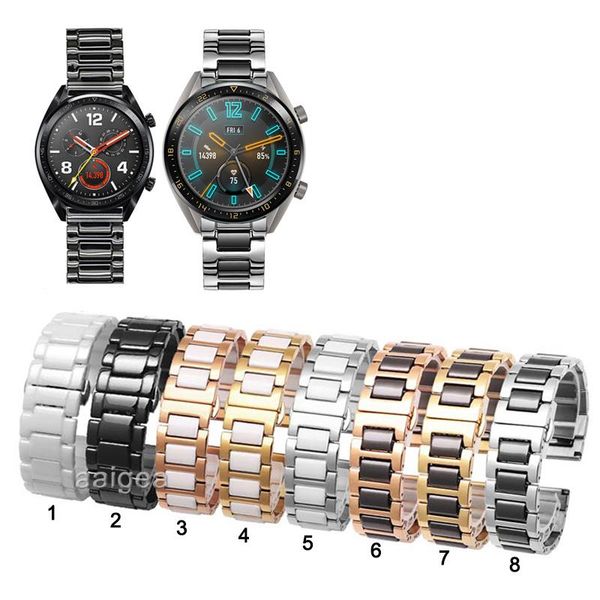 

watch bands ceramic band strap butterfly buckle for huawei gt 2 2e gt2 pro honor magicwatch replacement 20mm 22mm, Black;brown