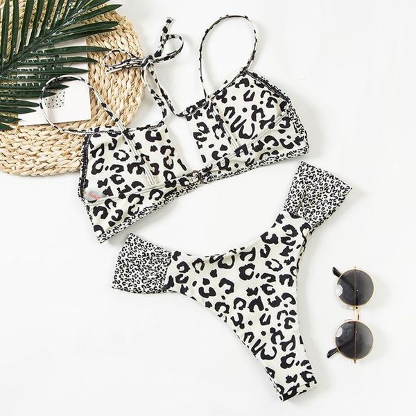 

women's swimwear womens girls swimsuit lingerie set two pieces female fashion leopard bikinis push up bikini sets for women 2021, White;black