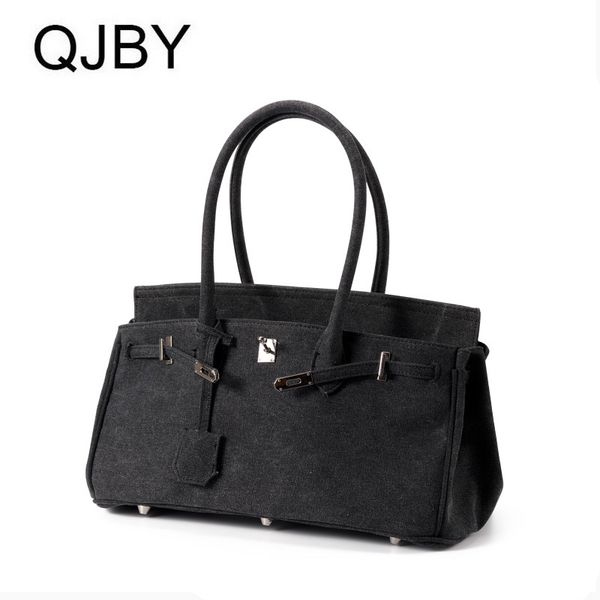 

qjby 2021 new fashion washing denim zhang yuqi same portable bag