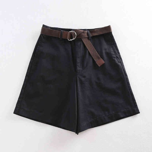 

2021 summer leisure thin for women loose large size wide leg shorts with high waist female a-line short feminino 4 colors, White;black