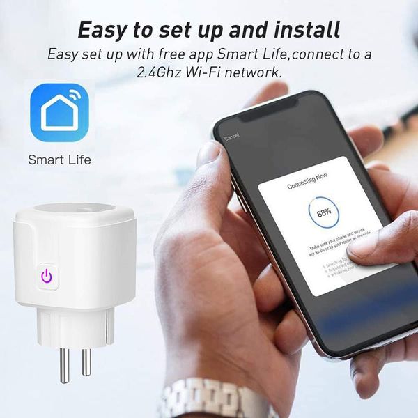 

smart power plugs tuya 16a eu plug wifi socket energy monitor timing function smartlife app control compatible with alexa google assist
