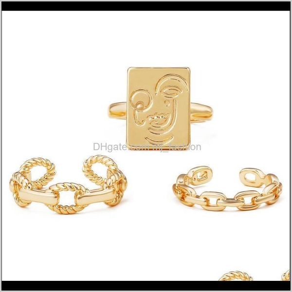 Banda Jewelryriings Hip Hop Personalidade Anel Dourado Sorriso Face Torção De Tricô Anéis Retro Moda Simplicidade Designer Jóias Drop Delivery 2