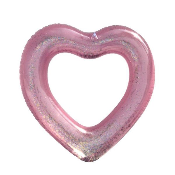 

life vest & buoy love heart inflatable pool rose gold glitter swim ring swimming tool