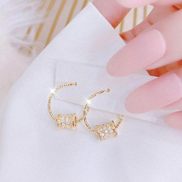 

stud temperament small waist round fashion earrings exquisite shine 14k real gold for women luxury wedding accessories gift, Golden;silver