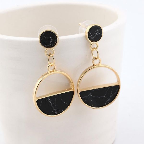 

dangle & chandelier fashion statement earrings round geometric long for women black gold color big drop jewelry vintage, Silver