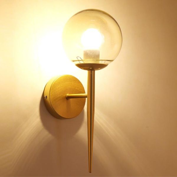 

wall lamp modern led sconces black/gold glass ball indoor light for home living room decoration e27 bedside