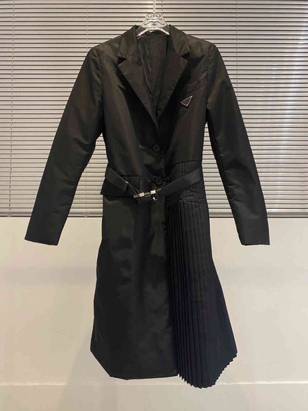 

wool Luxury Design 2021 Winter Collection Gothic Street Style Premium Quality Black Belted Nylon Blazer Coat
