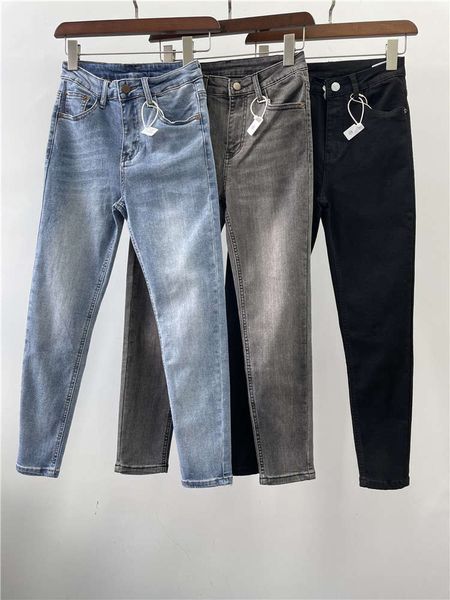 

cowboy slim fit and high waist nine point pants women's pencil, Blue