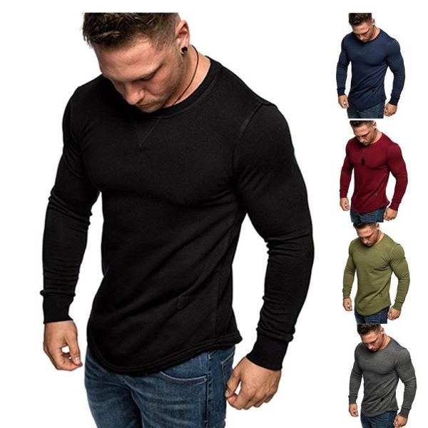 

men's hoodies & sweatshirts muscle men sport fitness pullover shirt male solid color long sleeve, Black