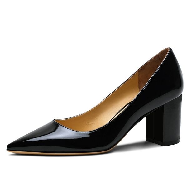 

sandals women's casual spring genuine patent leather shoes pointed toe solid colors mature lady pumps 3cm/5cm/6.5cm high heels m00, Black