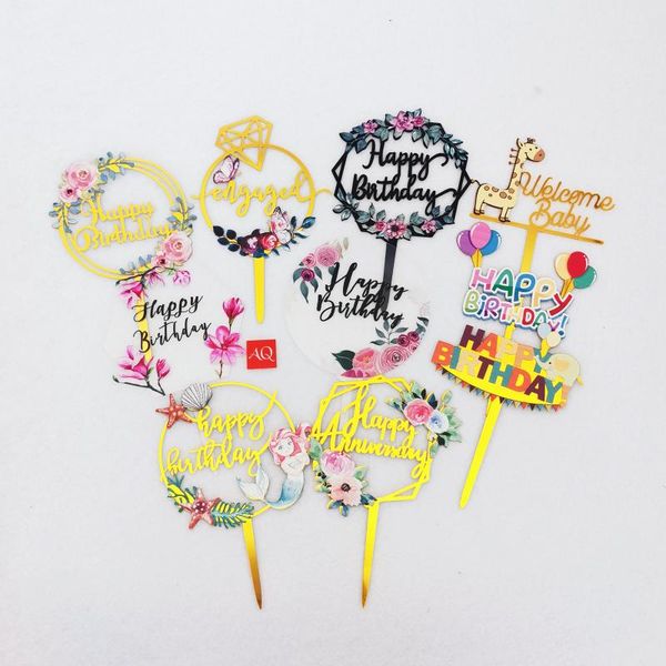 

other festive & party supplies 16pcs acrylic happy birthday anniversary cake ers children's er for kids decorations