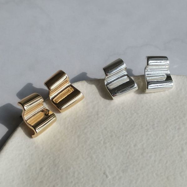 

ins style simple asymmetric geometric earrings live broadcast, Golden