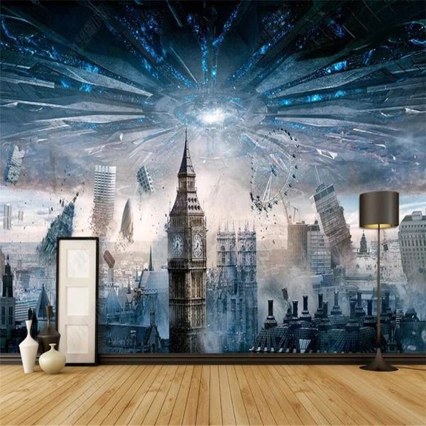 

wallpapers custom sci-fi movie scene 3d wall paper city home industrial decor mural coffee shop self adhesive contact