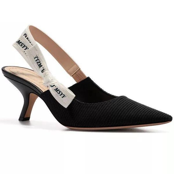 

dress shoes women's high heels bow knots ladies pumps &sandals pointed toe letters cats slingback, Black