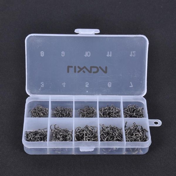 

lixada 600pcs fish jig hooks with hole fishing tackle box 3# -12# 10 sizes carbon steel gold golden carp