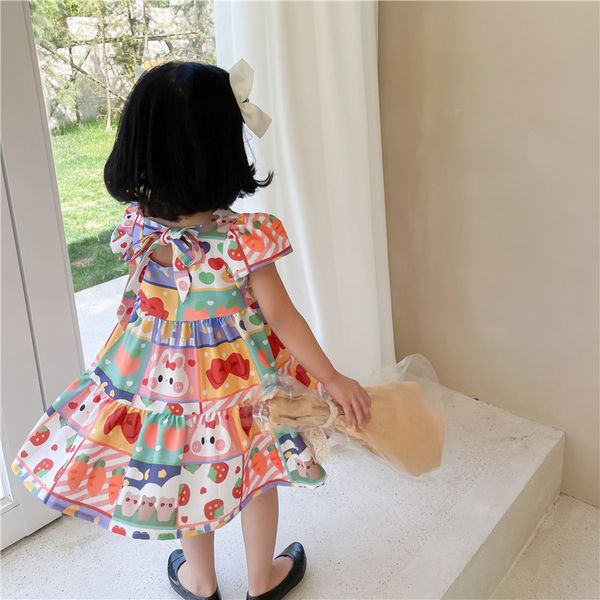 

cartoon princess dress, korean children's dress, rabbit dress, Red;yellow