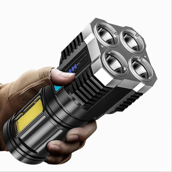 

4led flashlight torches mini portable lamp with built-in 1200ma 18650 battery usb rechargeable cob led flashlights