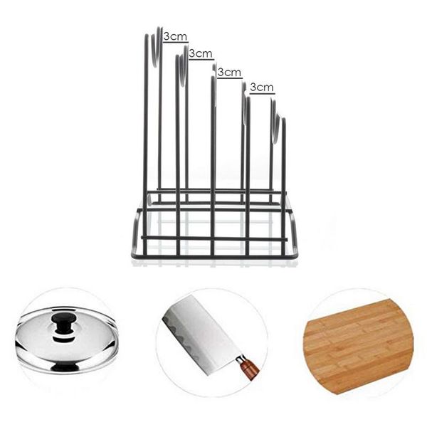 

hooks & rails 1pc kitchen shelf pan rack cutting board holder storage pot lid organizer stands tapas cover stand iron dish