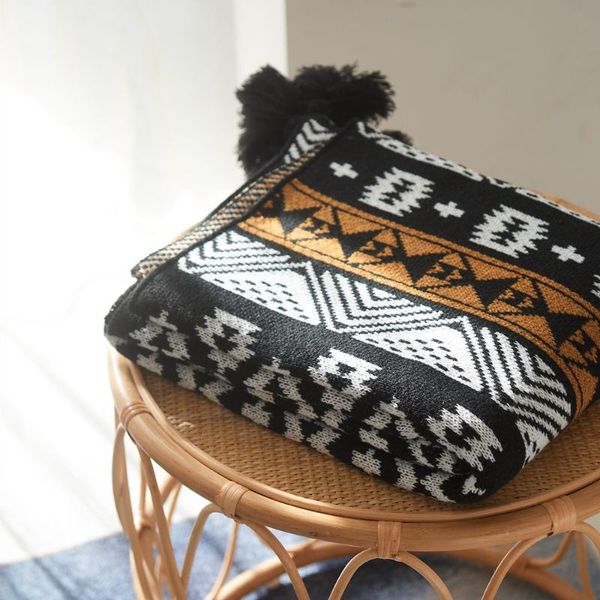 

blankets bohemian sofa blanket acrylic fiber throw 130*150cm home textile nordic knitted travel with tassels