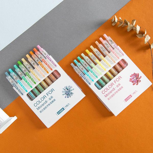 

gel pens molandi 9 color hand book set pen girl heart small fresh 0.5mm salt neutral retro