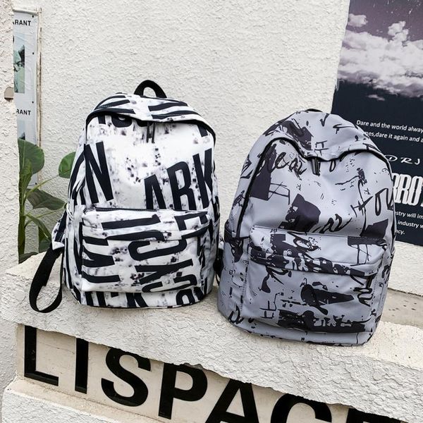 

backpack women's 2021 men's rucksack oxford cloth large letter printed travel shoulder bags for girls outdoor