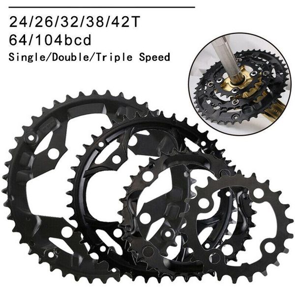 

bike heels & chainwheels 104/64bcd chainring double/triple chainwheel 24/26/32/38/42t mtb bicycle chain ring 2*10s 3*10s mountain parts