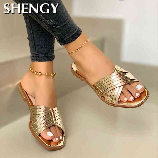 

2020 ladies slippers beach summer shoes bling gold female flat slides outdoor women shoes casual ladies sandals plus size 35-43 y220301, Black