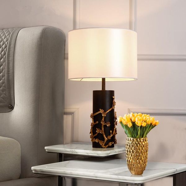 

product home goods table lamps jade base fabric lampshade e27 bulb light