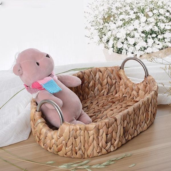 

storage baskets household deskbox handmade rural straw fruit bowl basket portable rattan sundries