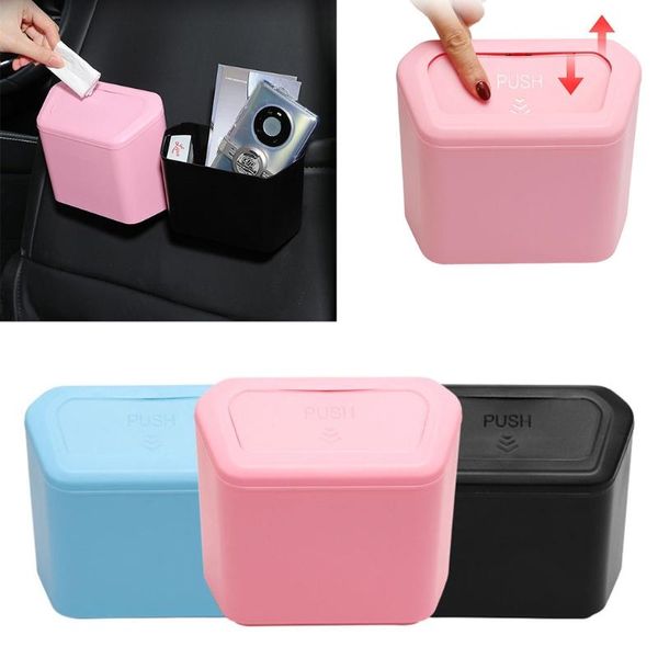

car organizer hanging trash can vehicle garbage dust case storage box square pressing type litter bag auto interior j60f