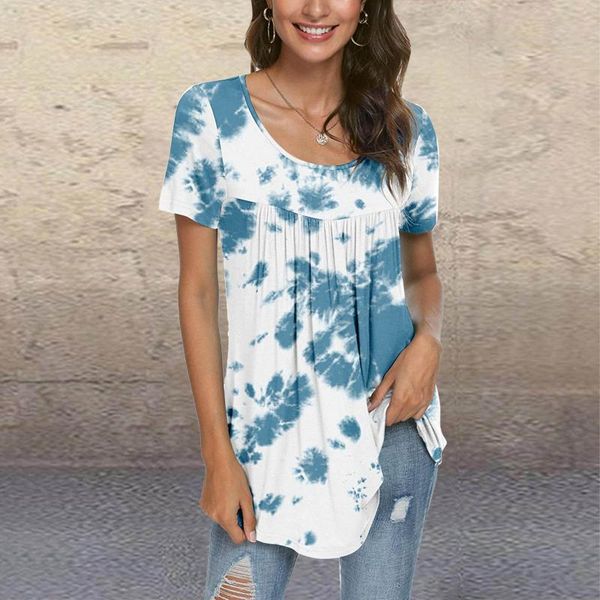 

women's blouses & shirts large size fashion blouse summer short-sleeved pleated shirt loose and flowy tunic roupas femininas com frete, White