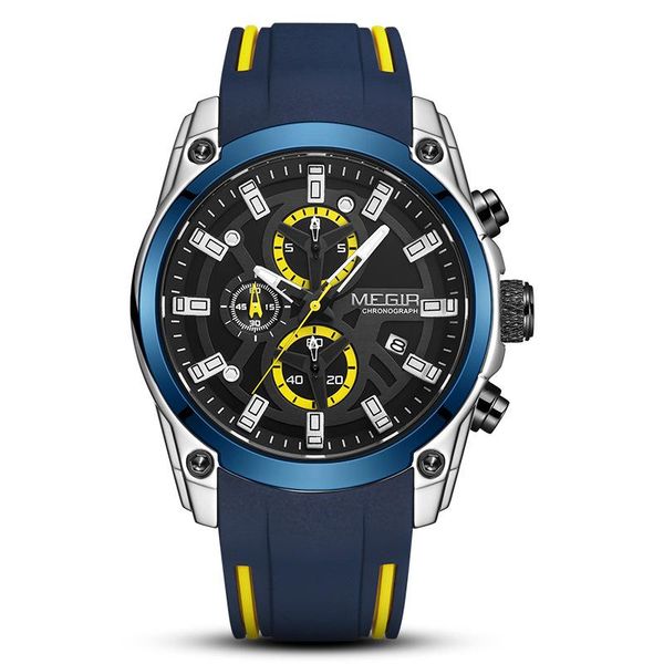 

wristwatches 2021 men's watch multifunctional chronograph sports silicone quartz, Slivery;brown