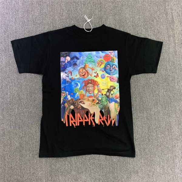 

men's t-shirts digital printing graffiti trippie redd life s a trip album tee women casual streetwear t-shirts men clothing retro t shi, White;black