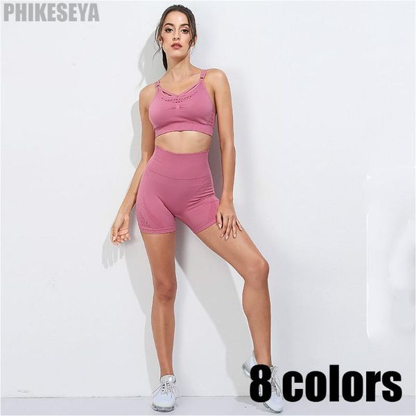 

gym clothing yoga sets seamless sport set women fitness clothes bra high waist shorts push up hip running short suits, White;black
