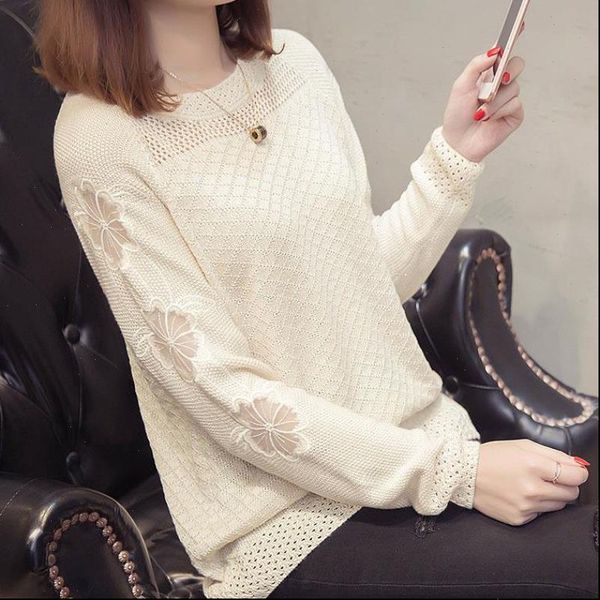 

summer female womens sweater knitted hollow out pullovers fashion thin autumn jumper o neck cute girls knit korea pullover, White;black