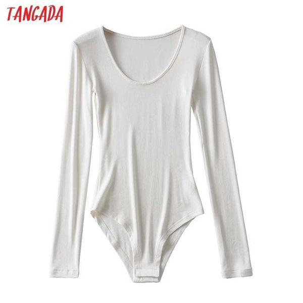 

tangada fashion women white o neck strethy bodyshirt shirt playsuit long sleeve buttons female 2b27 210609, Black;white