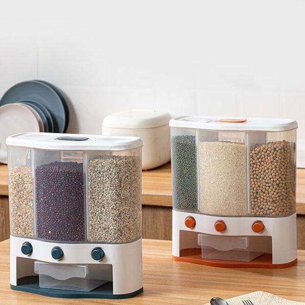 

storage bottles & jars grid wall-mounted grain box rice dispenser kitchen accessories organizers household food