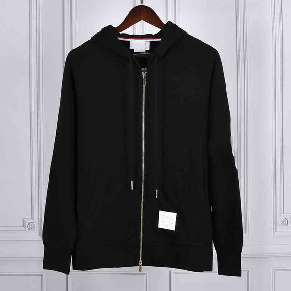 

& women's hoodies sweatshirts sweater hoodie four bars men's and same style zipper hooded pure cotton casual jacket stxz, Black