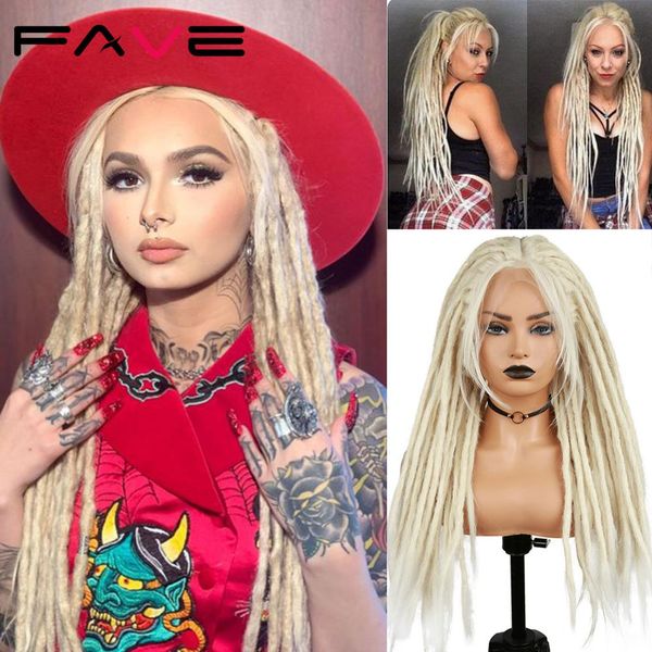 

lace front hand knit parting felts dreadlock 613 blonde black high temperature 33*28 synthetic crochet braid wig for womenfactory direct