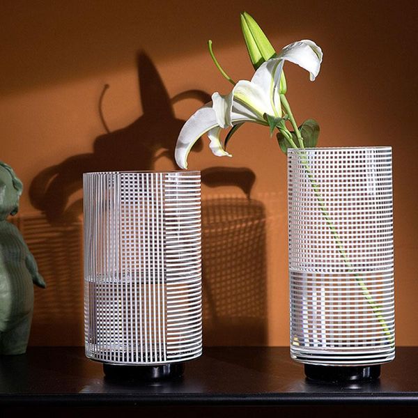 

vases art luxury glass geometric line vase decoration deskflower arrangement living room dining table lily rose