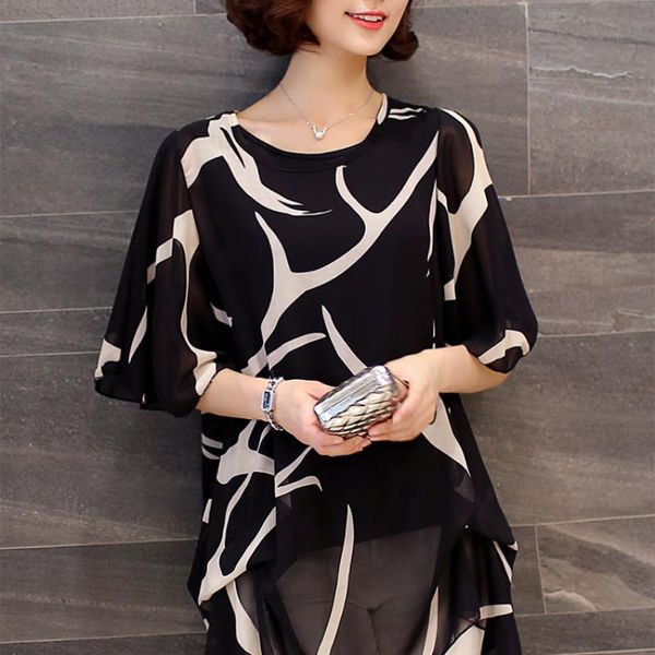 

women's blouses & shirts 2021 summer short sleeve clothing fashion plus size 5xl chiffon women blouse shirt loose woemn's blusas, White