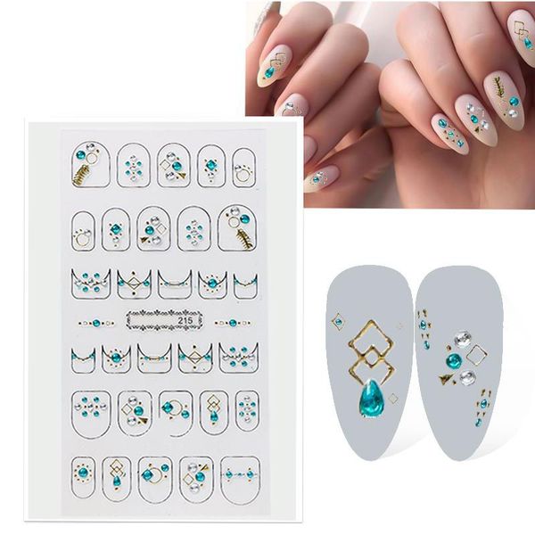 1 foglio Glitter Bronzing Nail Stickers Golden Diamond Flowers Nails Adesivo Paillettes Varie 3D Constellation Adesivo per la decorazione del chiodo